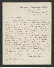 Nachlass Franz Steindachner, Brief von Alexander Agassiz an Franz Steindachner (18.03.1878), Inv.Nr. 2.04, Seite 1
